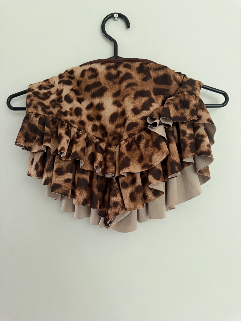 Ruffled Leopard Print Mini Skirt - Brown